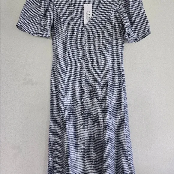 Reformation Newbury Linen Dress Sz 6 Challah Check Button Down New - Picture 4 of 14